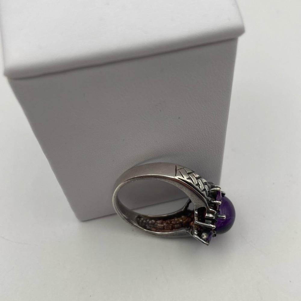 Suarti Sterling Silver Purple Amethyst Cabochon Pink Tourmaline Ring Size 8 - Picture 8 of 15